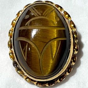 Vintage Tigers Eye gold filled Brooch Pendant